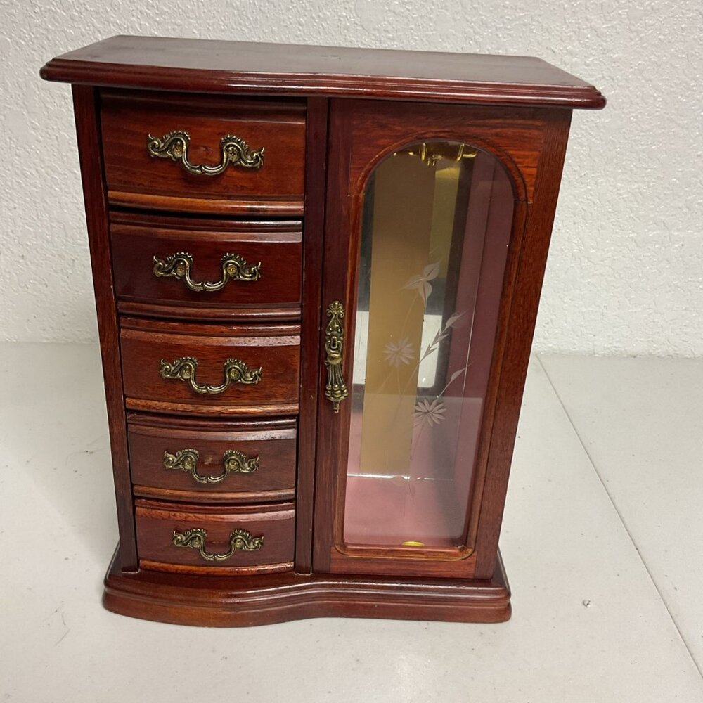 Mahogany Jewelry Armoire / Jewelry Box  12x9.75